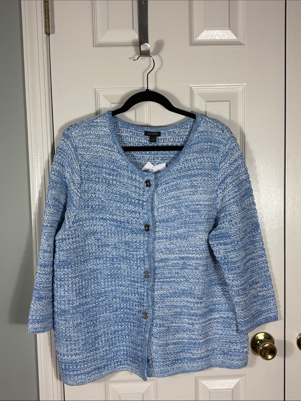 J. Jill Sky Blue Marled Button-Front Cardigan NWT size Large